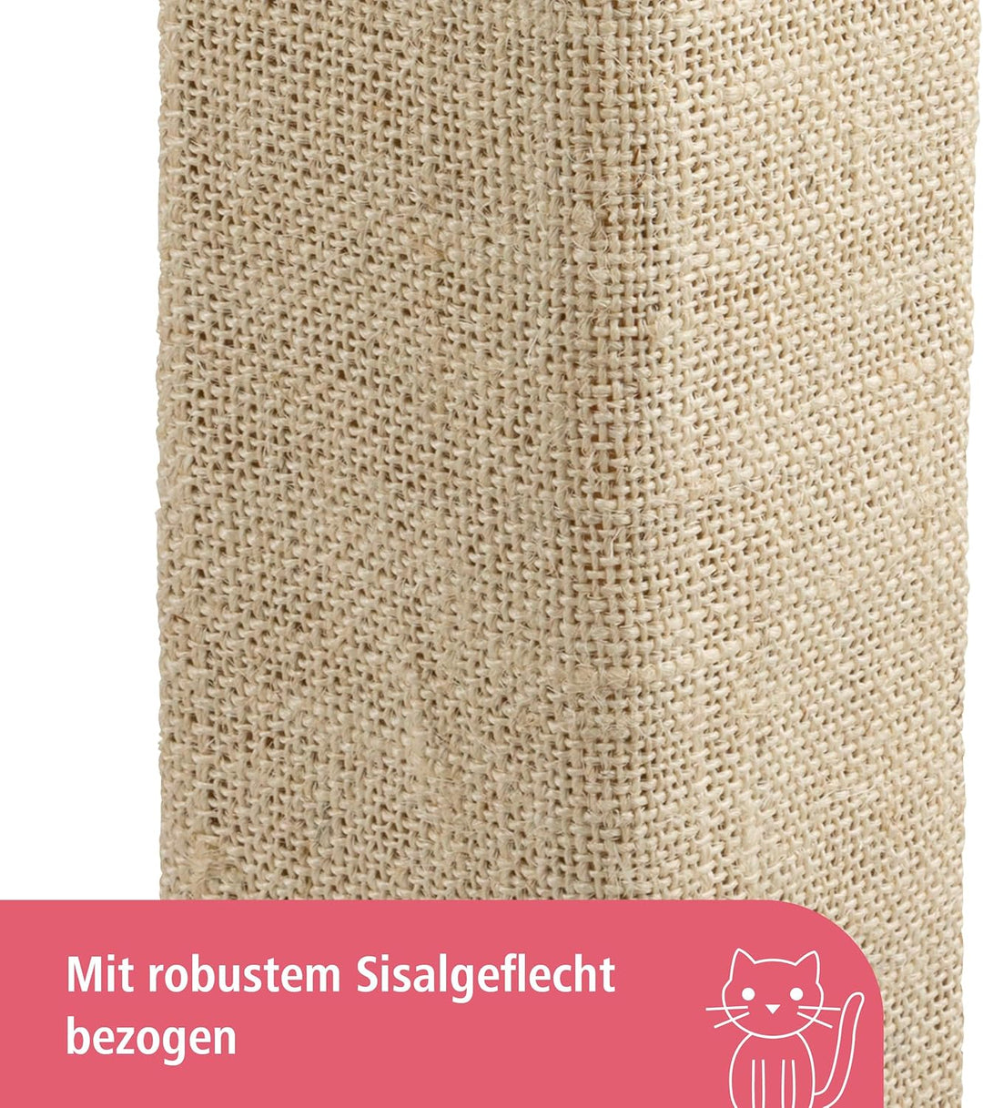 Kerbl Pet Kratzbrett Kevin, Krallenbrett, beige, 100x56cm, Holz, Sisal, Katzen, mit Fleece bezogene