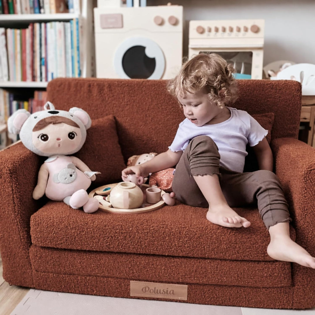 Flumi Personalisierte Kindercouch 92x40x60 Kindersofa mit Schlaffunktion 3in1 + Gravur Kindername -