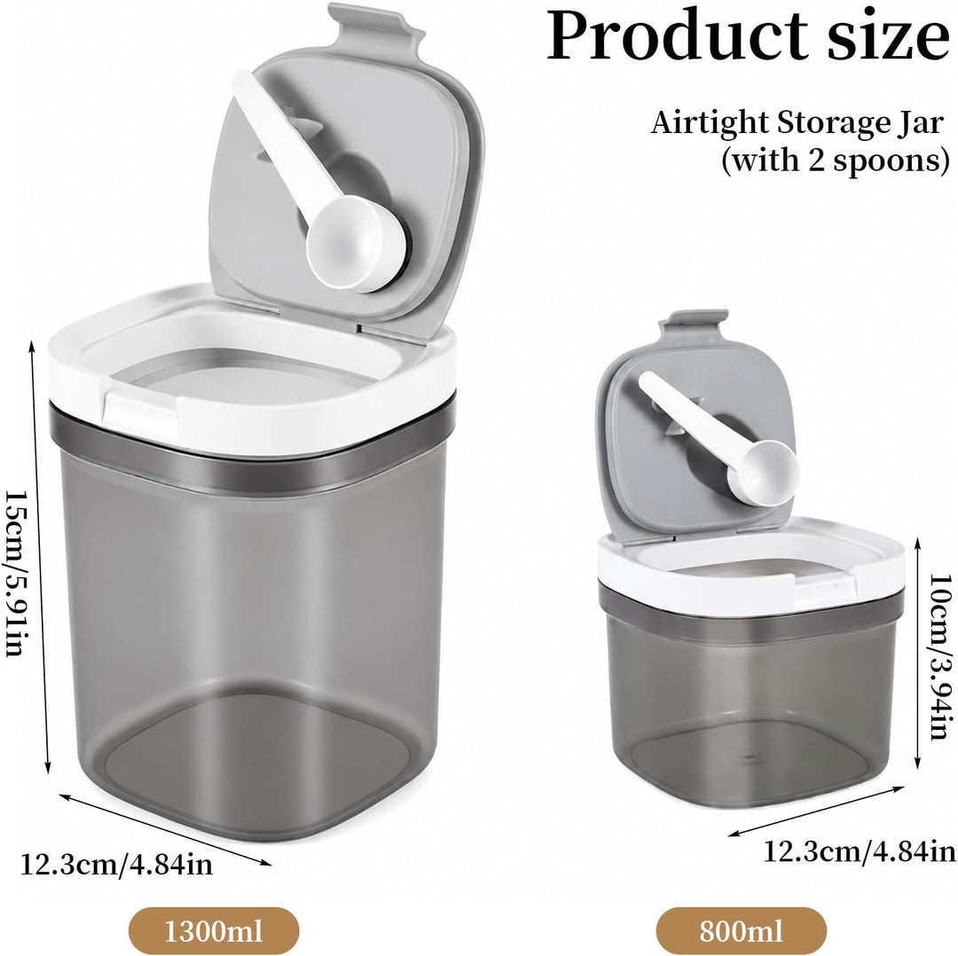 Kaffeedose Luftdicht 2er Set 800ml + 1300ml, Kaffeebohnen Behälter mit Deckel und Löffel, Stapelbare
