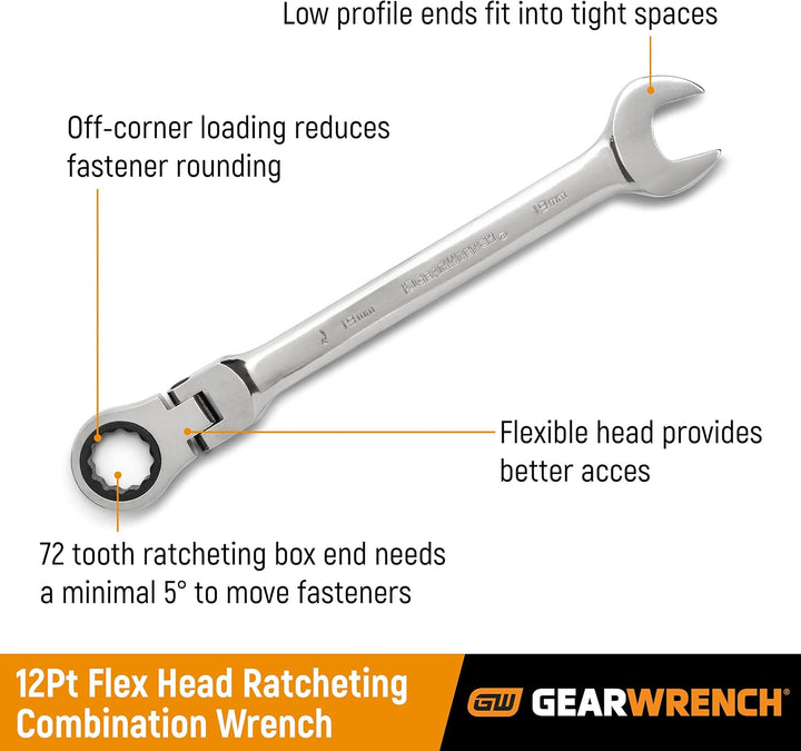 GearWrench 9922 22 mm flex-head Kombination Ratschenschlüssel 22mm, 22mm