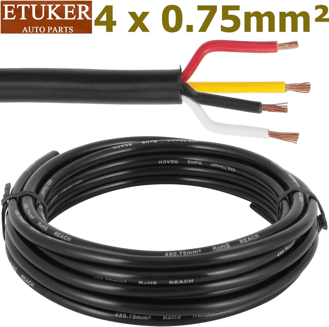 ETUKER Fahrzeugkabel 4 adrig 5M Kabel Anhänger 4 polig Camping Fahrzeugleitung Kabelquerschnitt 4X 0