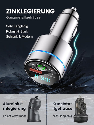 Mohard FM Transmitter Auto Bluetooth 5.3, Ganzmetall PD 30W & QC3.0 18W Schnelles Autoladegerät Ziga