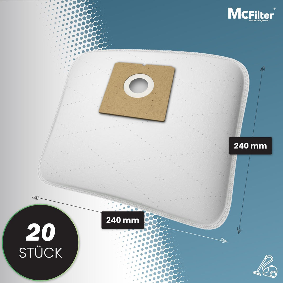 McFilter I 20 Staubsaugerbeutel geeignet für Clatronic, Bestron, Bomann, Dirt Devil, Progress, Cecot
