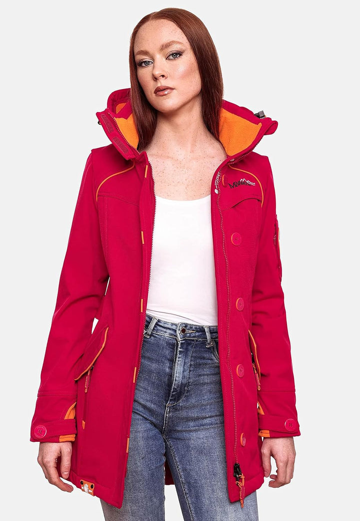 MARIKOO Damen Outdoor Parka Kurzmantel Outdoor Mantel wasserdicht mit Kapuze Soulinaa XS Fuchsia, XS