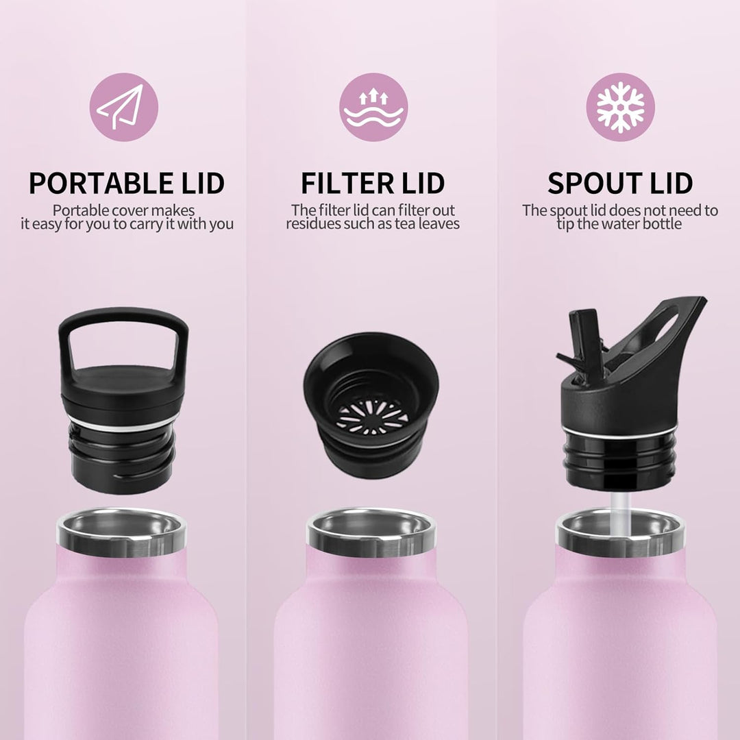 Trinkflasche, 750 ML BPA-Frei, Thermosflasche, Auslaufsichere Isolierflasche Doppelwandig, Wasserfla
