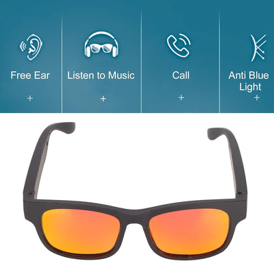 ASHATA Smart Audio Brille, Open Ear Wireless Bluetooth Sonnenbrille mit Kopfhörer, Noise Cancelling