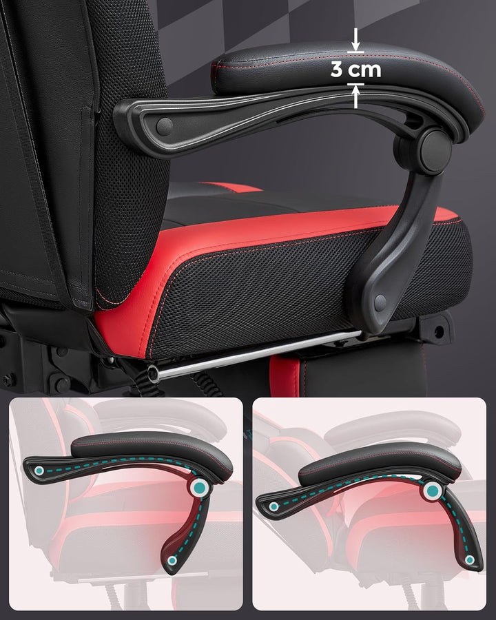 SONGMICS Ergonomischer Gamer-Sessel, Gaming-Stuhl, Bürostuhl, mit Teleskop-Fussstütze, verstellbare
