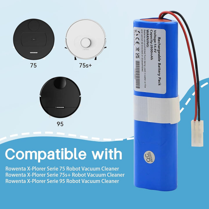 K KYUER 2800mAh Ersatz Akku für Rowenta X-Plorer Serie 75 X-Plorer Serie 75 S+ X-Plorer Serie 95 X-P