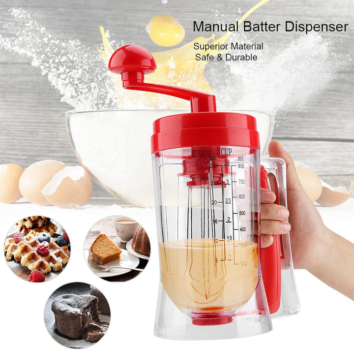 Srliya Teigspender, Handgehaltener Manueller Pfannkuchen-Cupcake-Mixer, Backwerkzeug, Automatischer