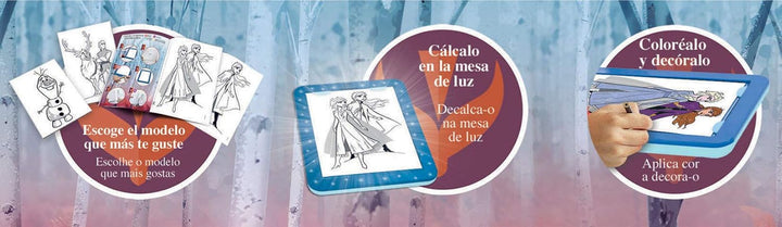 Educa - Frozen Design Tisch, Abziehbild, Ausmalen und Dekorieren.Inklusive Aufkleber und Buch mit ve