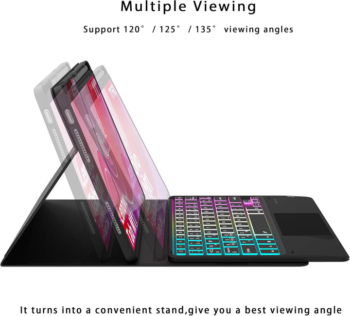 für Lenovo Tab M11 2024 11 Zoll Hülle mit Tastatur: 7-Farbige Beleuchtung QWERTZ Deutsches Tastatur