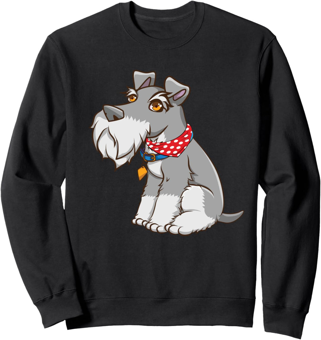 ZwergschnauzerIn mit rotem Polka-Punkt-Bandana Sweatshirt