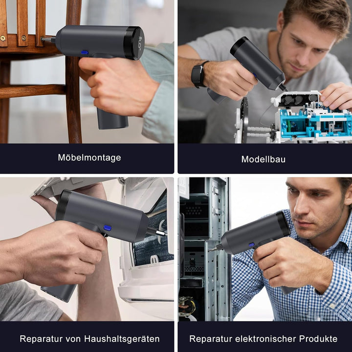 HYCHIKA Akkuschrauber Klein, 6Nm Akku Schraubendreher mit Display,7 Drehmoment,2200-mAh-Akku,Akkuboh