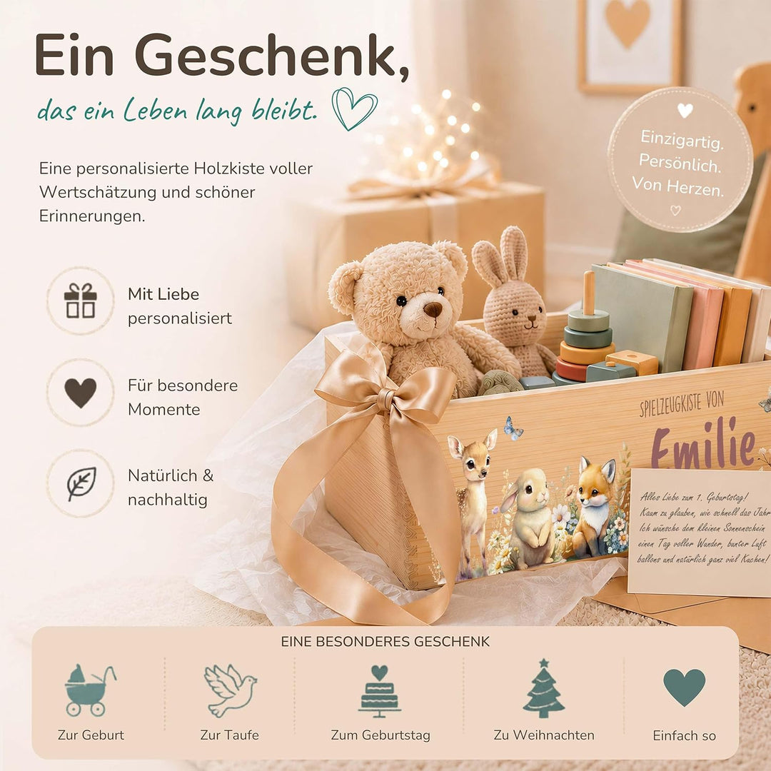 Kidsmood - Spielzeugkiste aus Holz mit Wunschnamen | Aufbewahrungsbox Kinder Spielzeug & Bücher | Pr