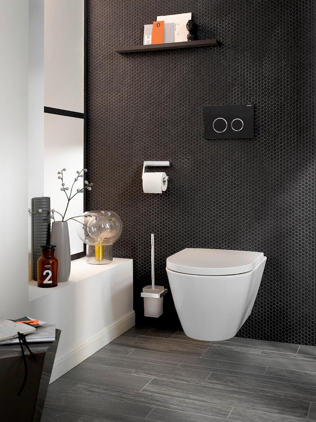 emco TREND WC-Bürstengarnitur, Toilettenbürste mit Griff und Halterung aus Metall, hochwertige WC-Bü