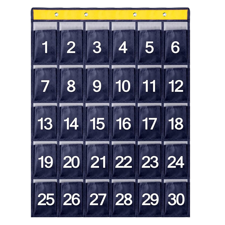 Qivine Handygarage Schule, 30 Taschen Handy Parkplatz mit 4 Türhaken, 80 x 60 cm Faltbar Oxford Stof