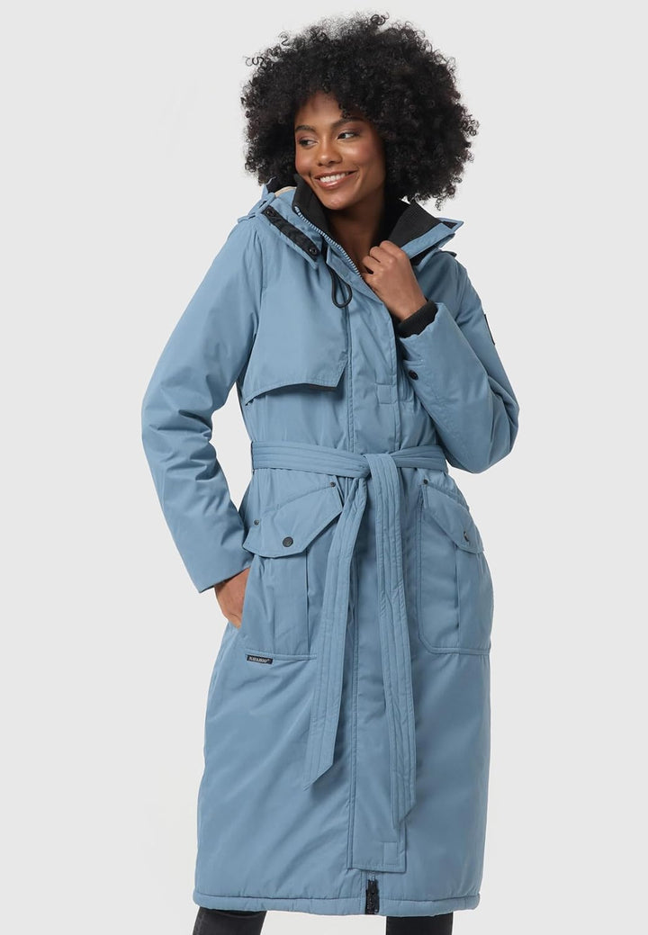 Navahoo Damen Wintermantel Warmer Parka lang mit hohem Kragen und weicher Kapuze Hokulanii XS-XXL M
