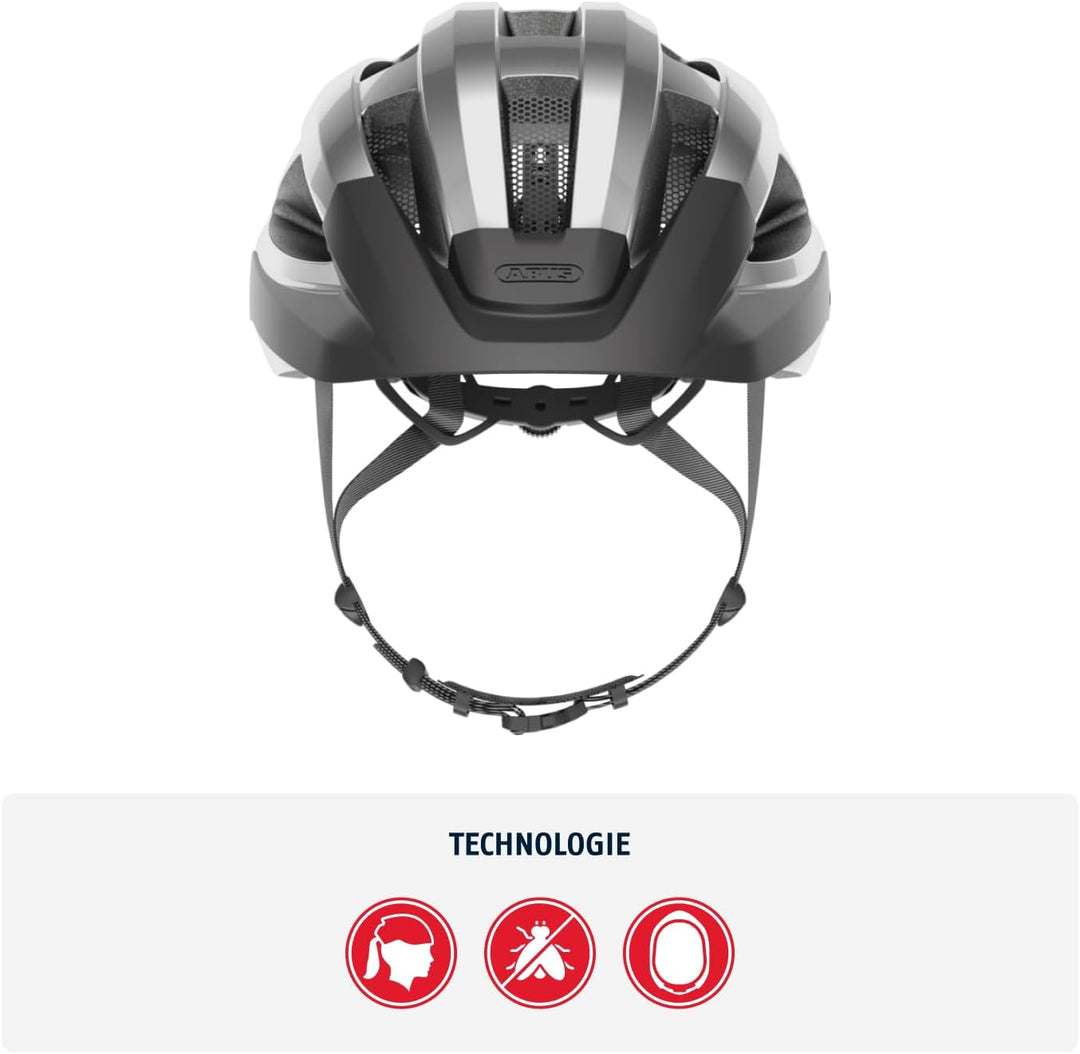 ABUS Rennradhelm Macator - sportiver Fahrradhelm für Einsteiger - auch für Zopfträger/-innen - für D
