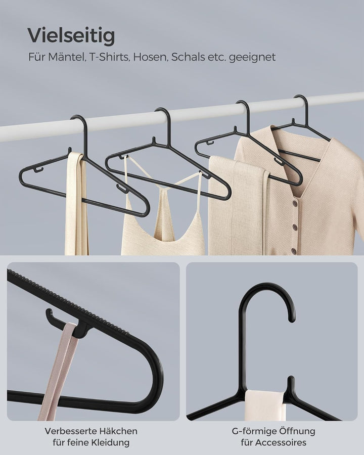 SONGMICS Kleiderbügel Kunststoff, 100er Set, Bügel platzsparend, leichtgewichtig, für Hosen, Jacken,