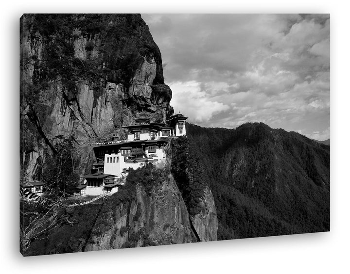deyoli berühmtes Tigernest Kloster im Himalaya Effekt: Schwarz/Weiss im Format: 100x70 als Leinwandb