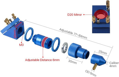 Cloudray CO2 Laser Head Set CO2 Laserkopf Satz D20 mm FL 50,8 mm für CO2 Laser Cutter DIY Whole Set(