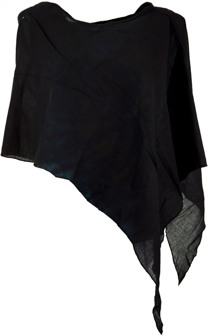 GURU SHOP Lagenlook Poncho, Leichter Poncho, Pixi Poncho, Damen, Braun, Baumwolle, Size:40 40 Schwar