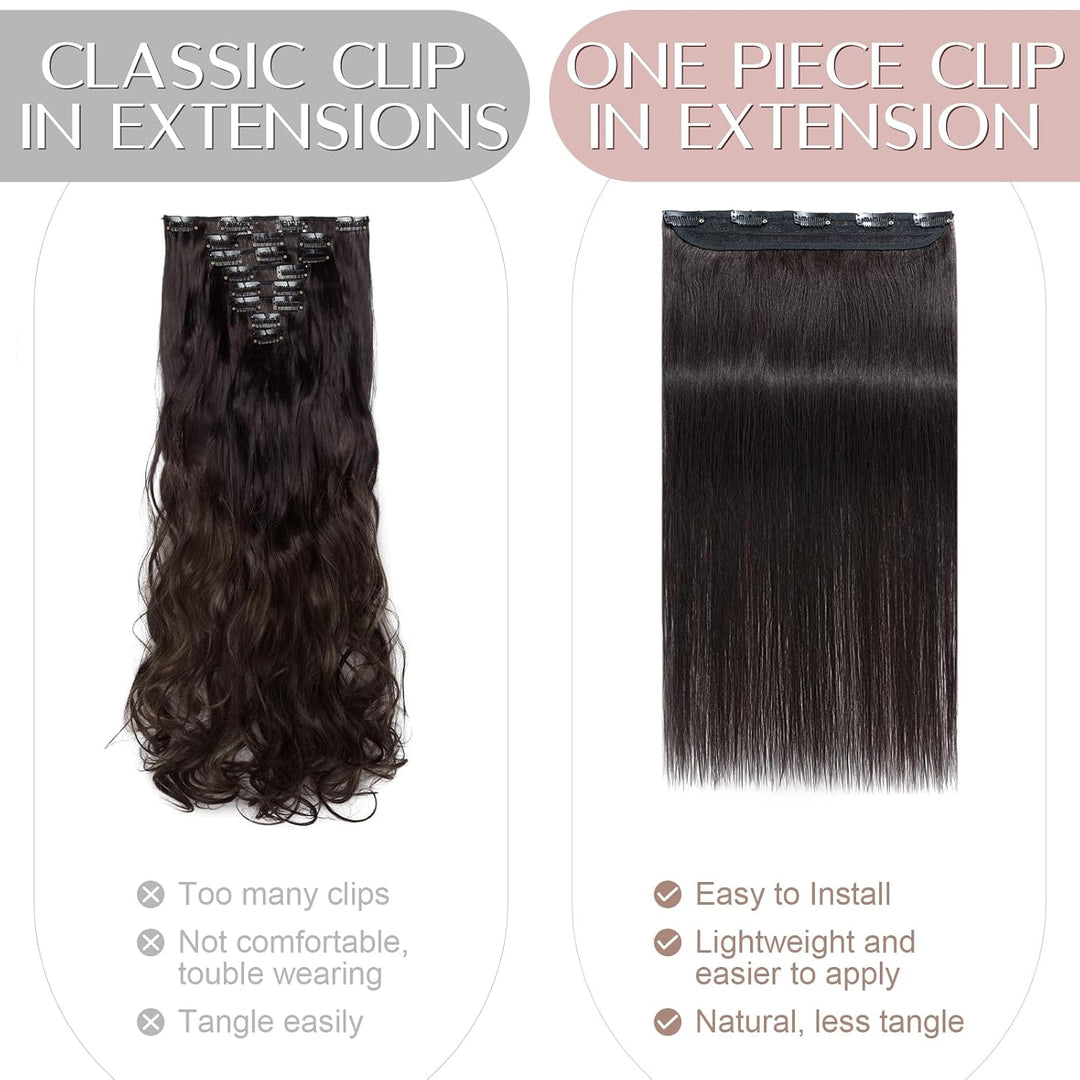 SEGO Clip in Extensions Echthaar 1 Tresse Haarverlängerungen Remy 7A ein Teilig Set 5 Klips Haarteil