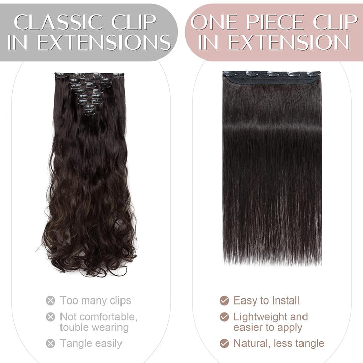 SEGO Clip in Extensions Echthaar 1 Tresse Haarverlängerungen Remy 7A ein Teilig Set 5 Klips Haarteil