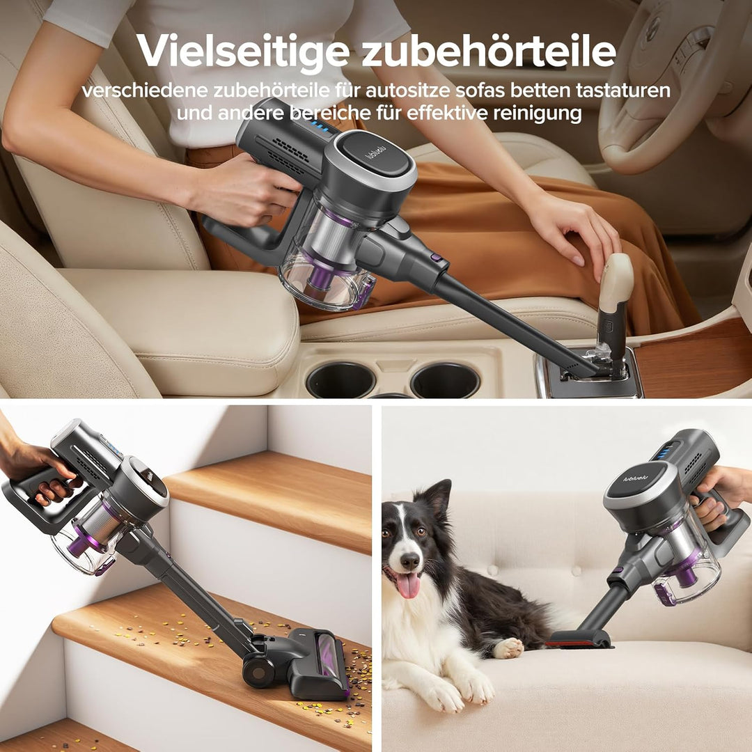 Lubluelu Kabelloser Staubsauger 45000pa 400W, leistungsstarker kabelloser Elektrobesen, 50min Autono