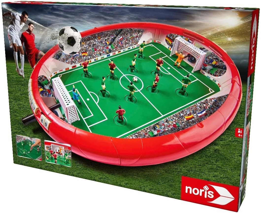 Noris 606178712 Fussball Arena, Der Tischfussball Spass für die ganze Familie, mit Toranzeige, Gesam