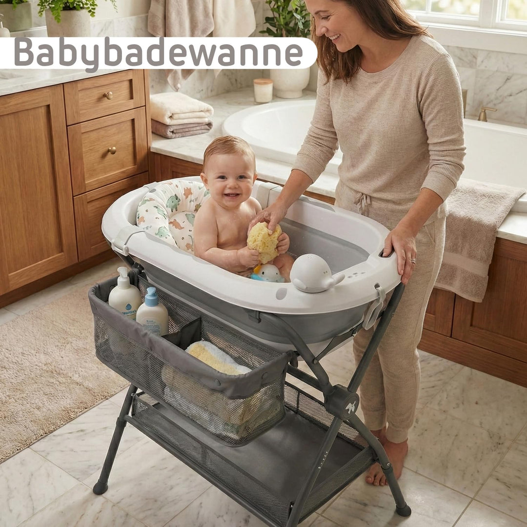 Twinly Bubbly – Faltbare 2-in-1-Baby-Badewanne – Ergonomisch verstellbare Höhe, abnehmbare Badewanne