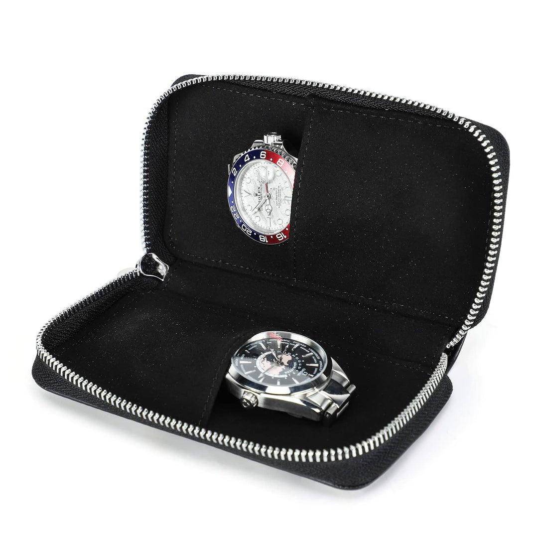 Hiram Uhr Travel Case für 2 Uhren Handgemachte Leder Uhren Aufbewahrungsbox Tragbare Uhr Reise Organ