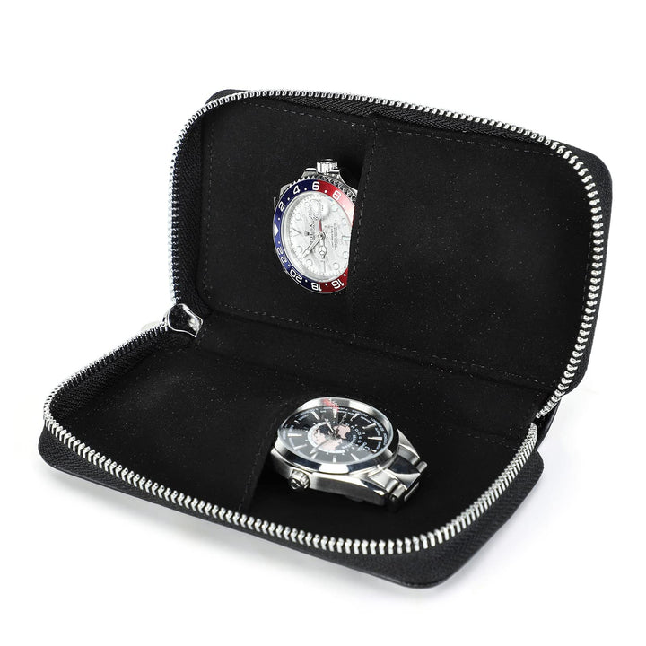 Hiram Uhr Travel Case für 2 Uhren Handgemachte Leder Uhren Aufbewahrungsbox Tragbare Uhr Reise Organ