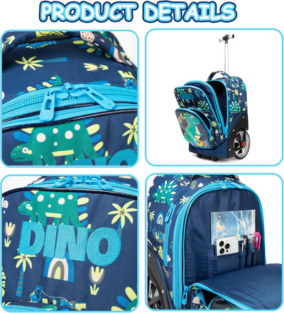 HTgroce Trolley Rucksack, Kinder Trolley Schultasche mit Rollen Trolley Schultrolly Schulrucksack mi