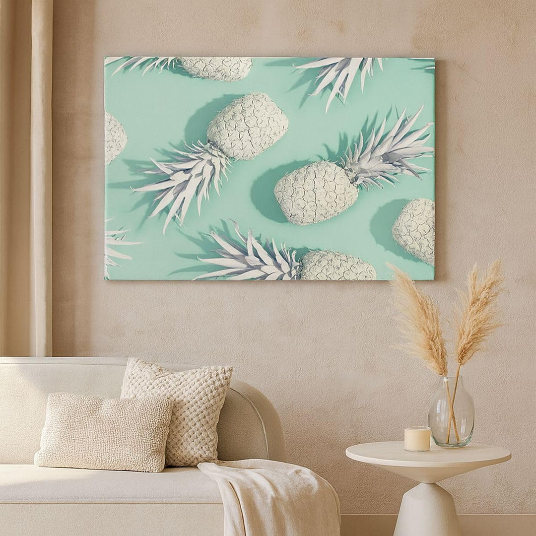 Bilder auf Leinwand 100x70cm Leinwandbild mit Rahmen Ananas Obst Saft Gross Wanddeko Bild Schlafzimm