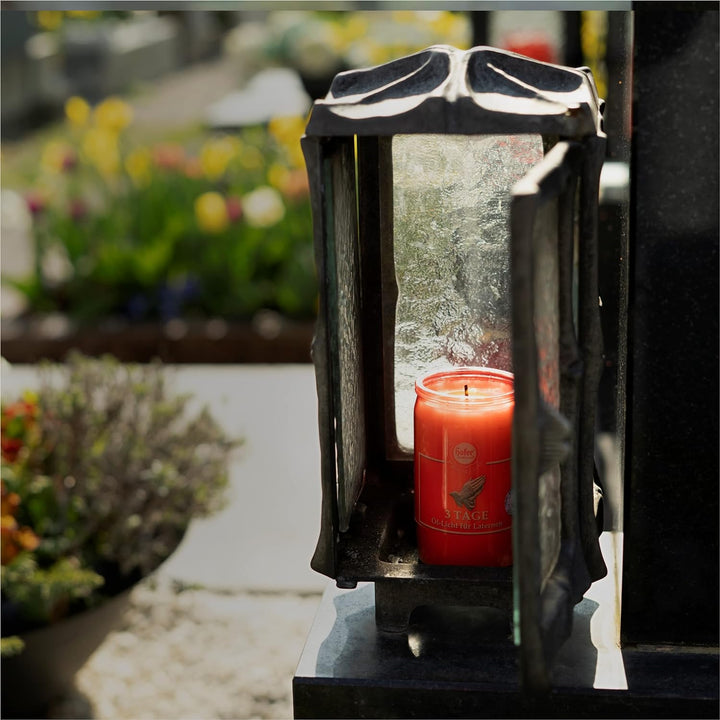 20er Set HOFER Premium Öl-Licht [rot] 3 Tage Brenndauer | Trauerlicht für Grablaterne | Grablicht, F