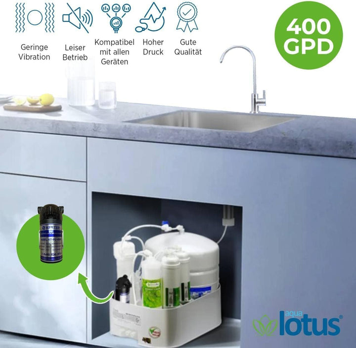 Booster Pumpe Umkehrosmose Wasserfilter Anlage 75-200-400-600 GPD (400gpd), 400gpd