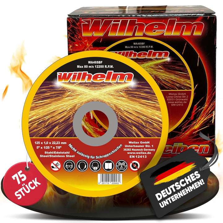 75 x Wilhelm Trennscheiben Ø 125 Edelstahl Metall Stahl Inox Blech Flexscheiben Extradünn