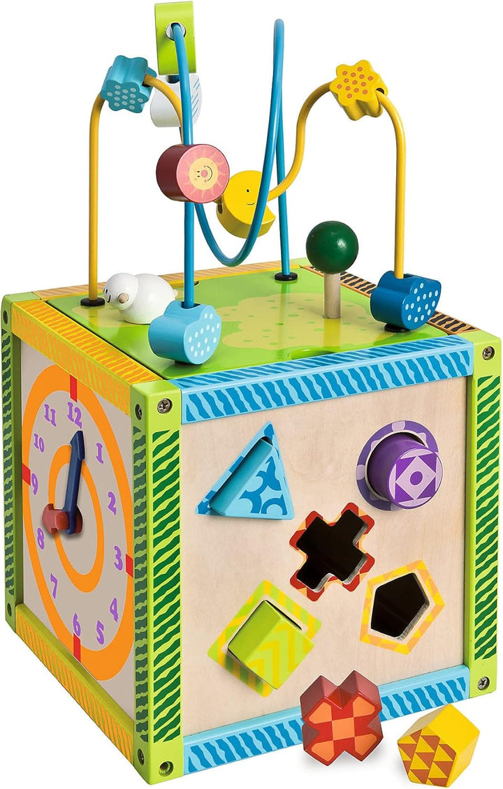 Eichhorn 100002235 buntes Spielcenter, Motorikwürfel mit Motorikschleife, Uhr, Motorikspiel, Drehspi