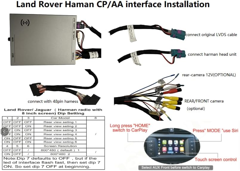 8 Zoll Wireless Carplay Android Auto Retrofit Kit Decoder mit Auto Rückfahrkamera für Land Rover/Jag