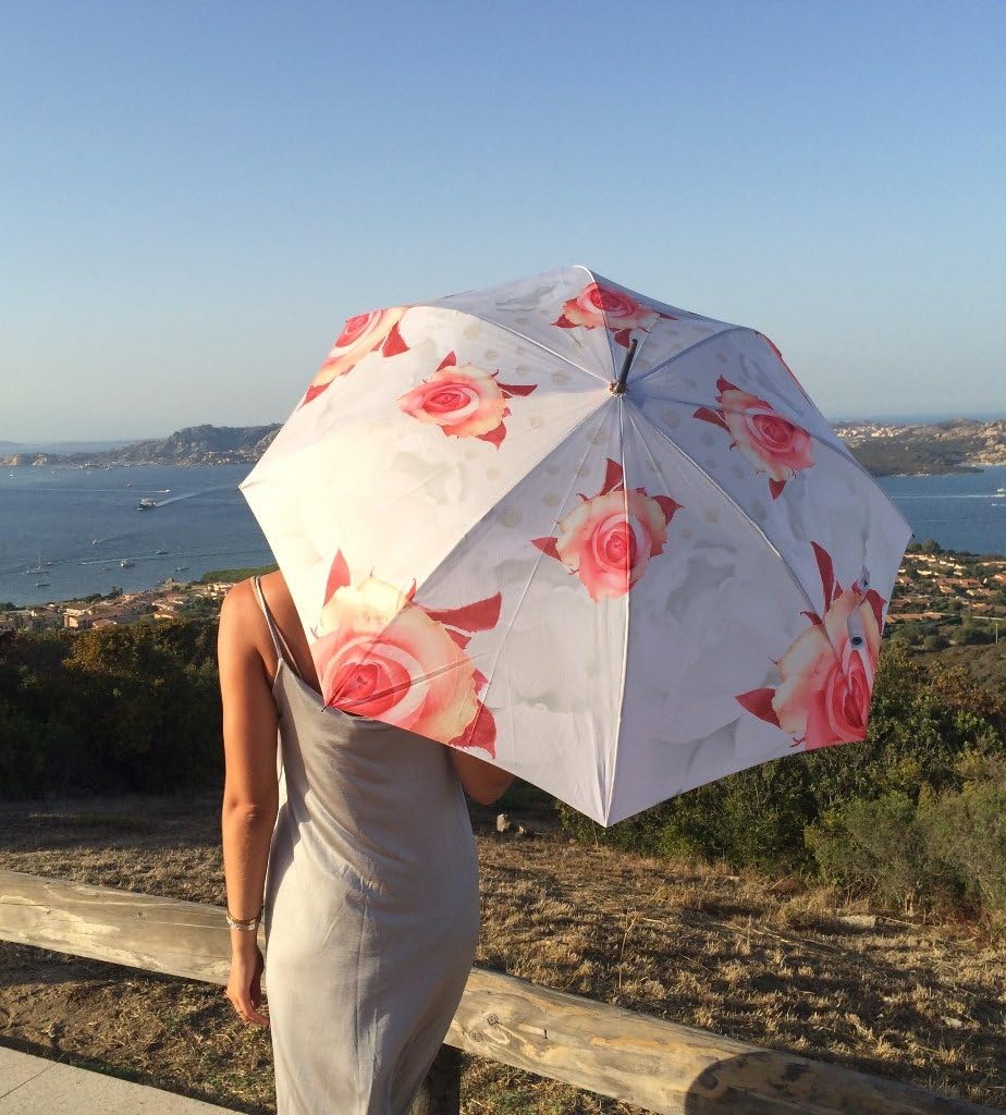 VON LILIENFELD Regenschirm Blumen Rosen Auf-Automatik Hochzeitsschirm Stockschirm Stabil