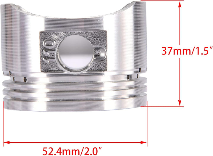 WOOSTAR 52.4mm Kolbenring Ersatz für 4 Takt 110ccm Chinesisch Taotao Coolster Motor ATV Go Kart Dirt