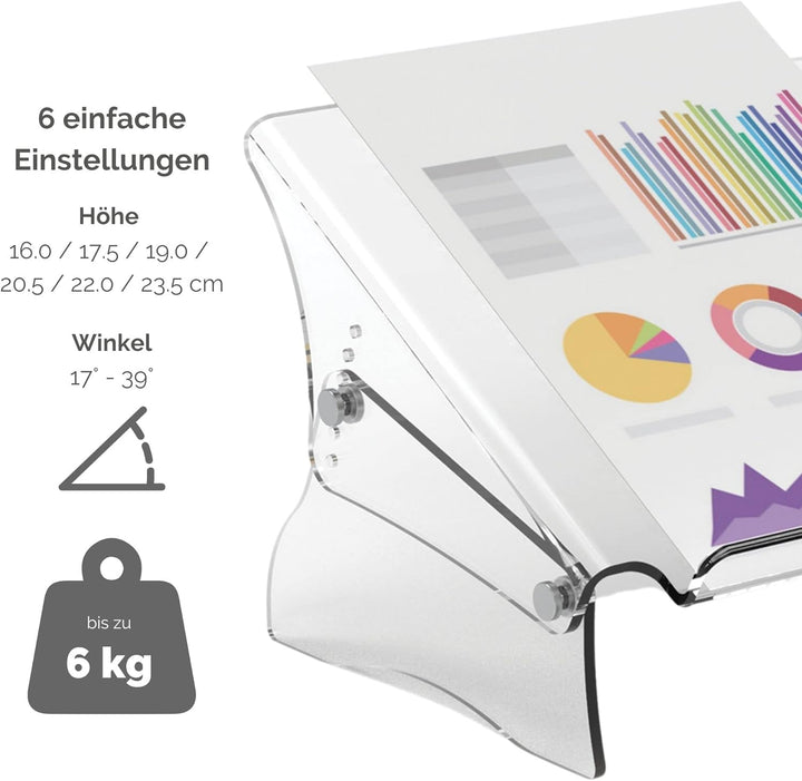 Fellowes Konzepthalter Clarity, höhenverstellbarer Vorlagenhalter für A4 und A3 Dokumente, ergonomis