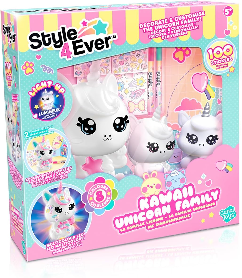 Canal Toys - Style 4 Ever OFG 287- DIY Einhorn Familie LED Light Up, Dekorieren Sie Ihre Figur mit M