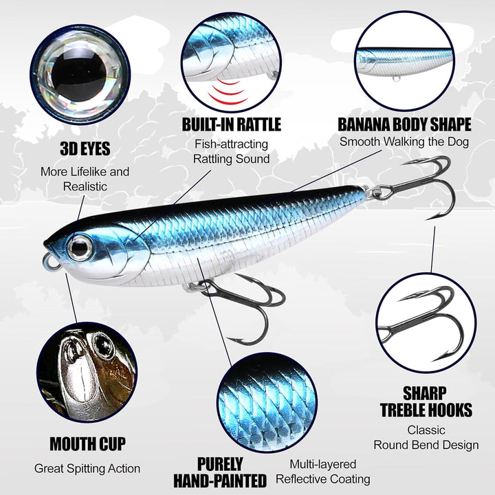 Lucky Craft Sammy 65 Topwater Angelköder, 6,3 cm, schwimmende Süsswasserforelle, Kleinmaulbarschköde