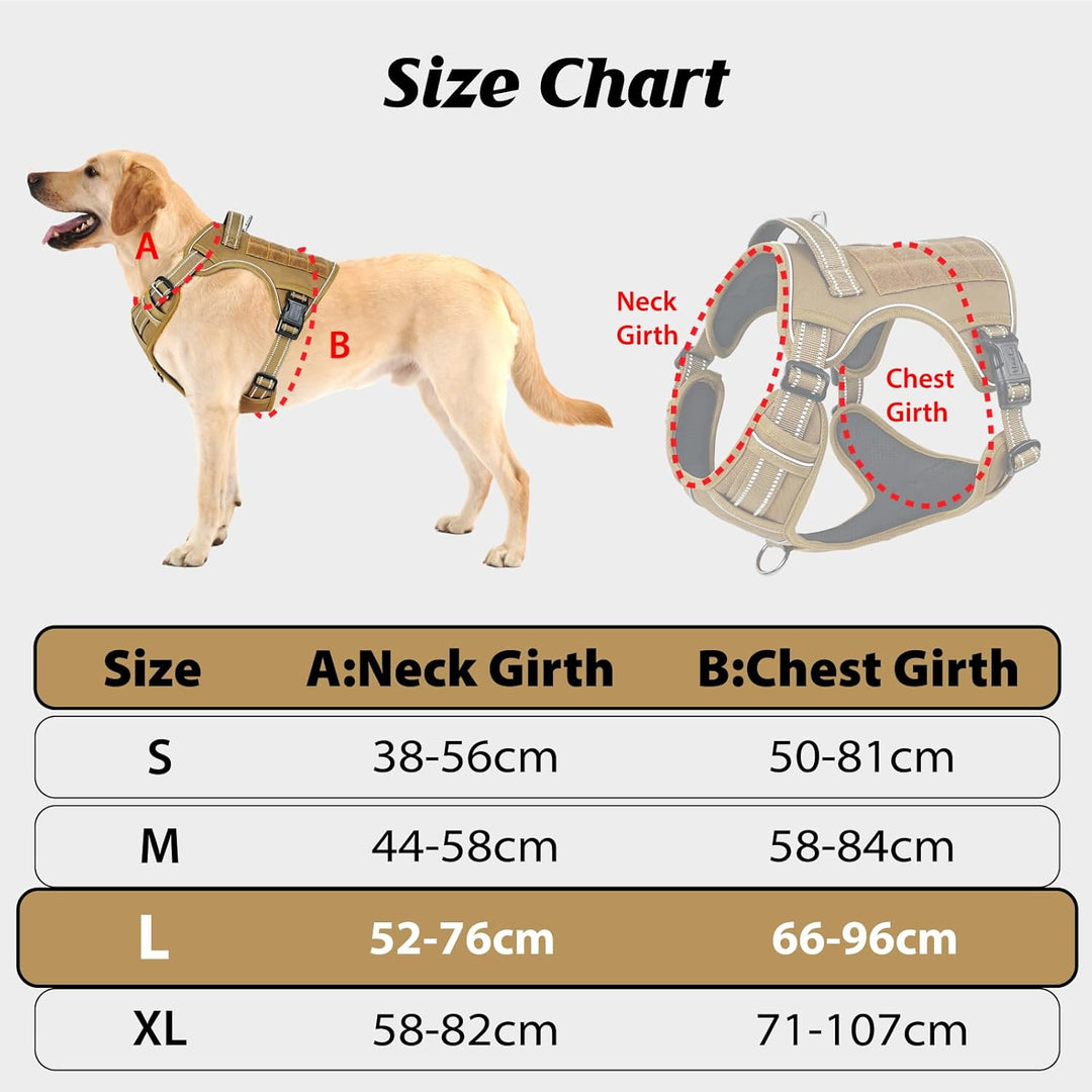 HEELE Hundegeschirr, Metall Taktisches Geschirr, Taktische Hundeweste, Service Hundegeschirr, MOLLE