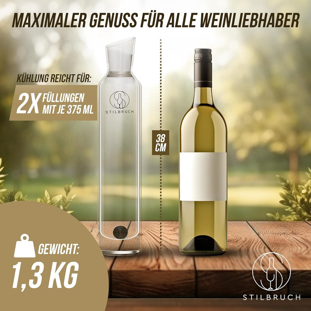 Stilbruch® Weinkühler Weinkaraffe Glaskaraffe - perfekte Temperatur in 5 Min., Weindekanter handgefe