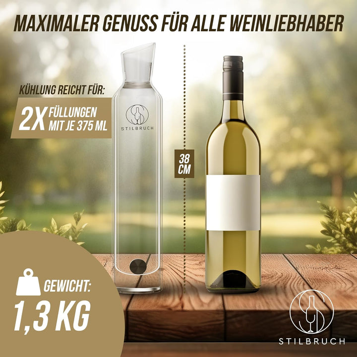 Stilbruch® Weinkühler Weinkaraffe Glaskaraffe - perfekte Temperatur in 5 Min., Weindekanter handgefe