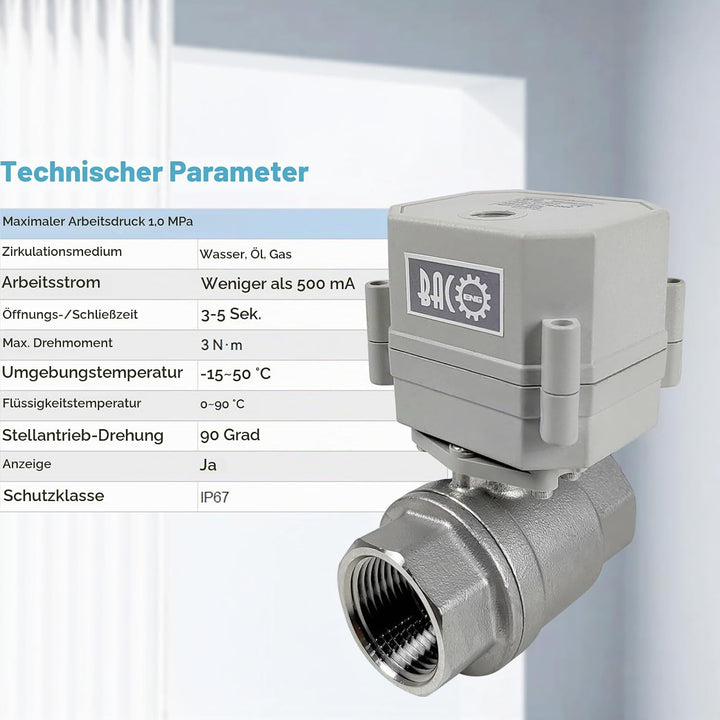 BACOENG AC110/230V 2 Wege 3/4" Edelstahl Motorkugelhahn Elektrische Zonenventil mit Stecker NC 3/4"