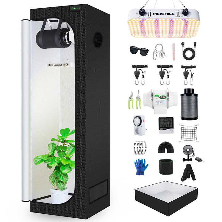 Grow Set Komplettset, Led Grow Tent Kit,120W LED Grow Lampe Vollspektrum,Komplettes Hydroponics 600D